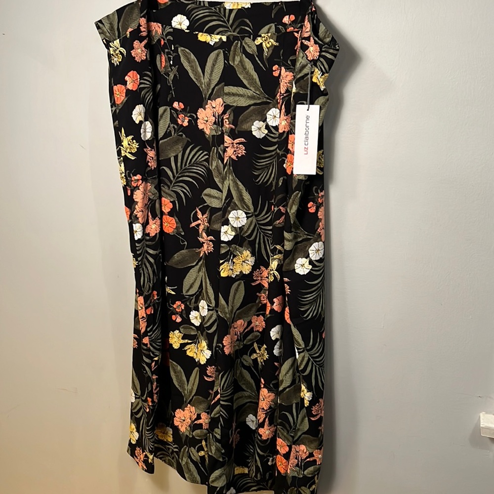NWT Liz Claiborne Floral Print Wide Leg Pants sz 18